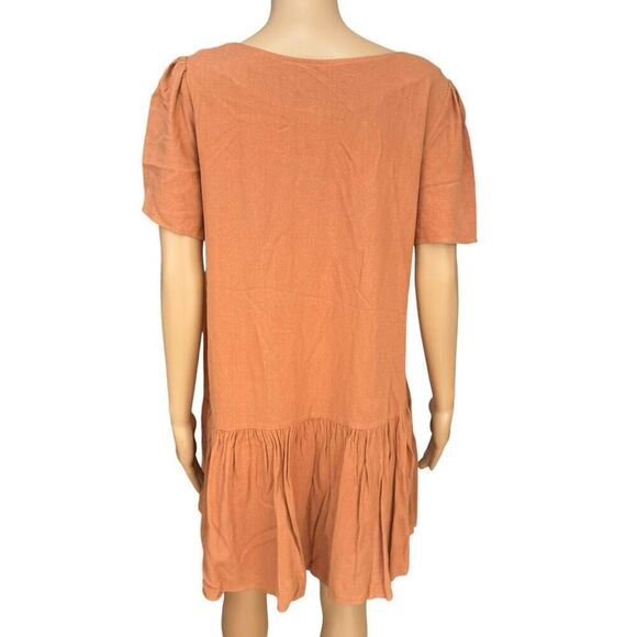 Urban Outfitters Women's Mini Dress Houston Drop Waist Button Linen size M - Picture 4 of 8